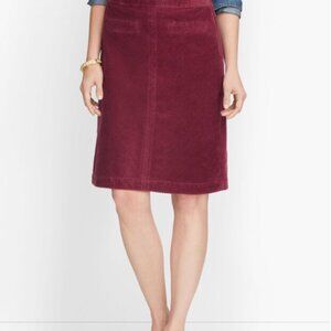 Talbots Burgundy Wide Wale Corduroy Pencil Skirt Career Preppy Mid-Rise 16P NWT